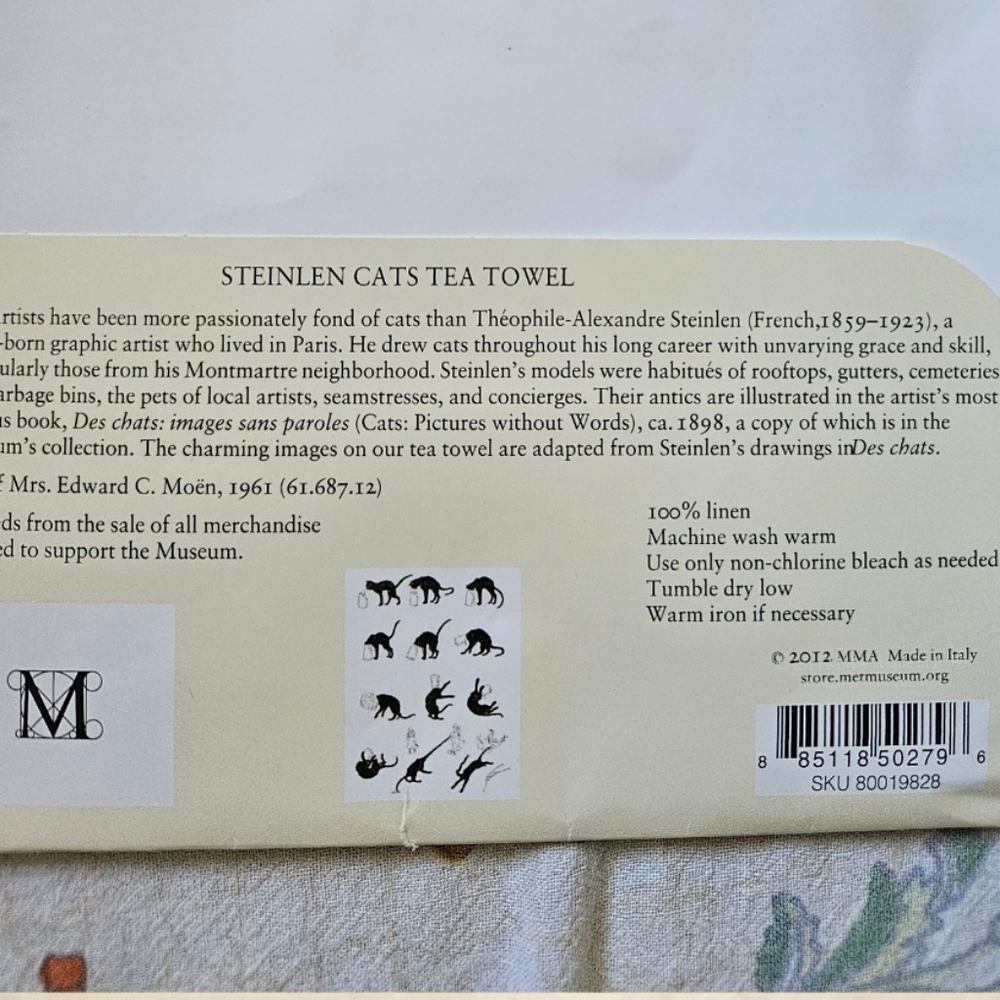 Le Chat Noir Tea Towel Metropolitan Museum Of Art MMA Black Cat Bowl Pail Jar Ca - Picture 4 of 5
